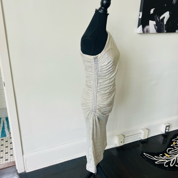 Cache Silver Beaded Asymmetrical Midi Dress - Picture 3 of 11